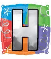 18" Designer Square Letter Balloon "H"