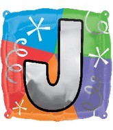 18" Designer Square Letter Balloon "J"