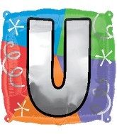18" Designer  Square Letter Balloon "U"