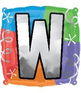 18" Designer Square Letter Balloon "W"