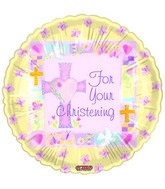 18" For Your Christening Pink Balloon