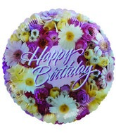 4" Airfill Happy Birthday Flowers Pink Balloon