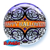 22" Halloween Scroll & Bats Bubble Balloon