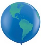36" Globe World Planet Earth Latex Balloon