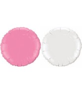 18" White and Pink Round Mylar Balloon