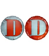 18" Letter D Orange & White Foil Balloon