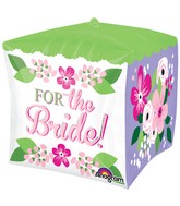 15" For the Bride Floral Design Cube Shaped Balloon