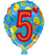 17" Number Shaped "5" Packaged Balloon