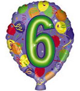 17" Number Shaped "6" Packaged Balloon
