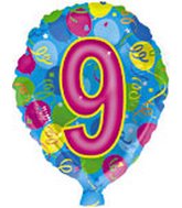 17" Number Shaped "9" Packaged Balloon