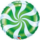 18" Round Candy Swirl Green Balloons