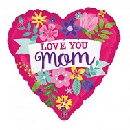 28" Jumbo Love You Mom Flowers Balloon