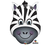 32" Zany Zebra Face Shape Mylar Balloon