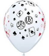 11" White Cards & Dice Latex Balloons 50 Pack
