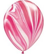 11" Red & White Super Agate Latex Balloons