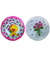 4" Airfill Only Happy Birthday Rose Suzi/Plaid Balloon
