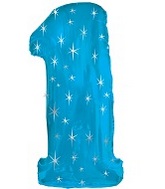38" Blue Sparkle One Number Balloon