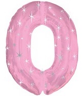 38" Pink Sparkle Zero Number Balloon