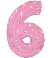 38" Pink Sparkle Six Number Balloon