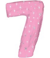38" Pink Sparkle Seven Number Balloon