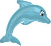 35" Blue Flying Dolphin Mylar Balloon