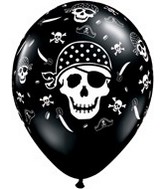 11" Onyx Black Pirate Skull & Cross