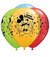 11" Assorted Latex Balloons Mickey Happy Birthday