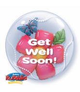 24" Get Well Soon Flower Plastic Bubble Balloon