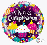 18" Feliz Cumpleaños Cupcake Foil Balloon