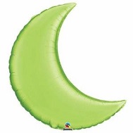 35" Crescent Moon Lime Green Balloon