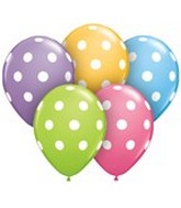 11" Assorted Latex Balloons Big Polka Dots 50 Count