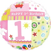 18" 1st Birthday Girl Balloon