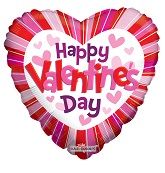 9" Airfill Only Happy Valentine's Day Hearts & Lines Balloon