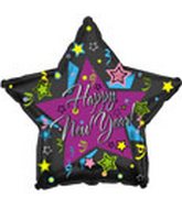 18" "Happy New Year" Graphic Star Balloon