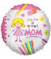 18" You're A Great Mom Silver Foil Back Balloon