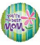 36" Your The Best Mom Green Stripes Balloon