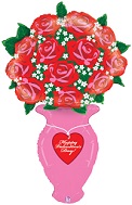 60" Special Delivery Valentine Rose Vase