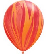 11" Red Orange Rainbow Super Agate Latex Balloons