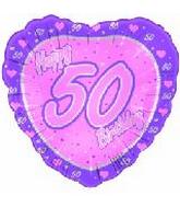 18" Happy 50th Birthday Pink Heart