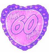 18" Happy 60th Birthday Pink Heart