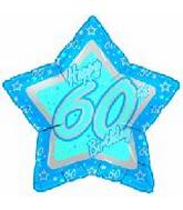 18" Happy 60th Birthday Blue Star Balloon