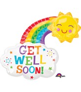 30" Jumbo Get Well Happy Rainbow Balloon