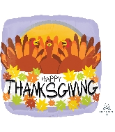 18" Happy Thanksgiving Turkeys Balloon