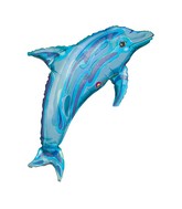 39" Jewel Blue See-Thru  Dolphin Plastic Balloon