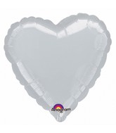 32" Large Balloon Metallic Silver Heart