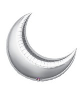 35" Silver Crescent Moon Balloon