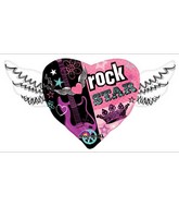 33" SuperShape Rocker Girl Heart with Wings Balloon