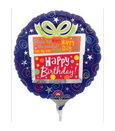 9" Airfill Only Birthday Present Messages Balloon