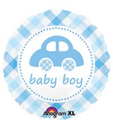 32" Baby Boy Plaid Car Jumbo Balloon