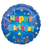 18" Happy Birthday Stars Mylar Balloon